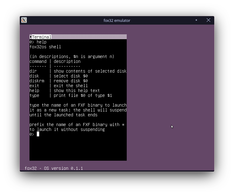 Screenshot of fox32os