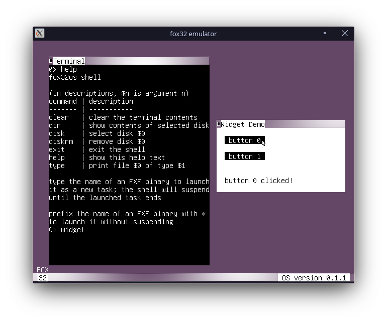 Screenshot of fox32os