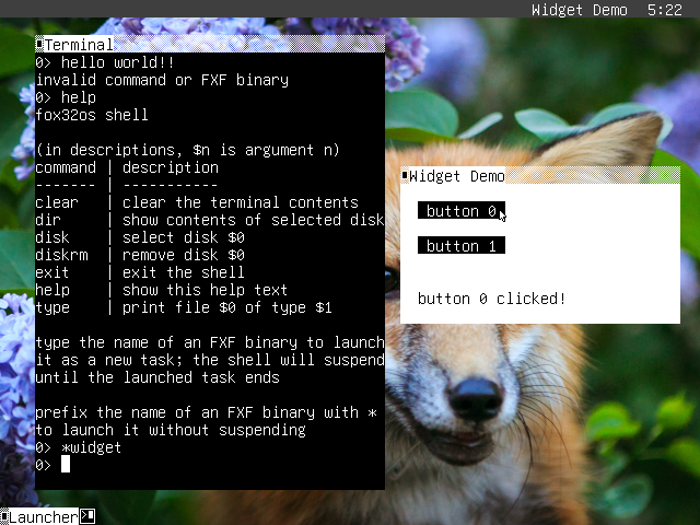 Screenshot of fox32os